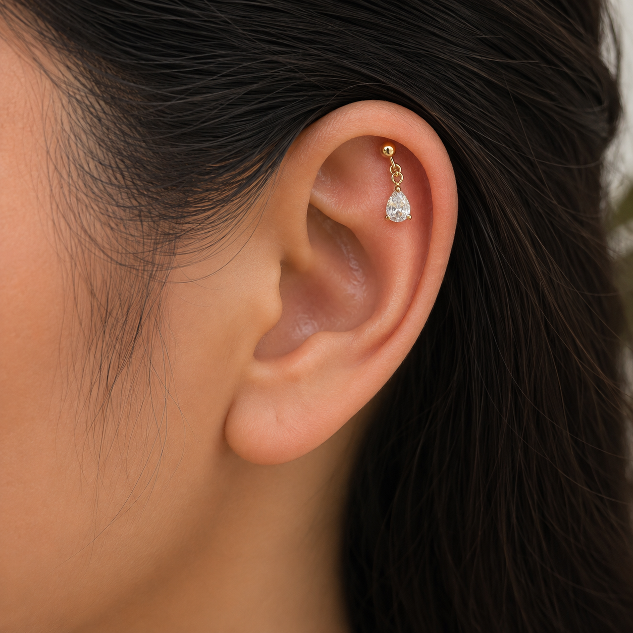 Gold Plated Dangle Stud Earrings with Sparkling Cubic Zirconia for Women & Girls