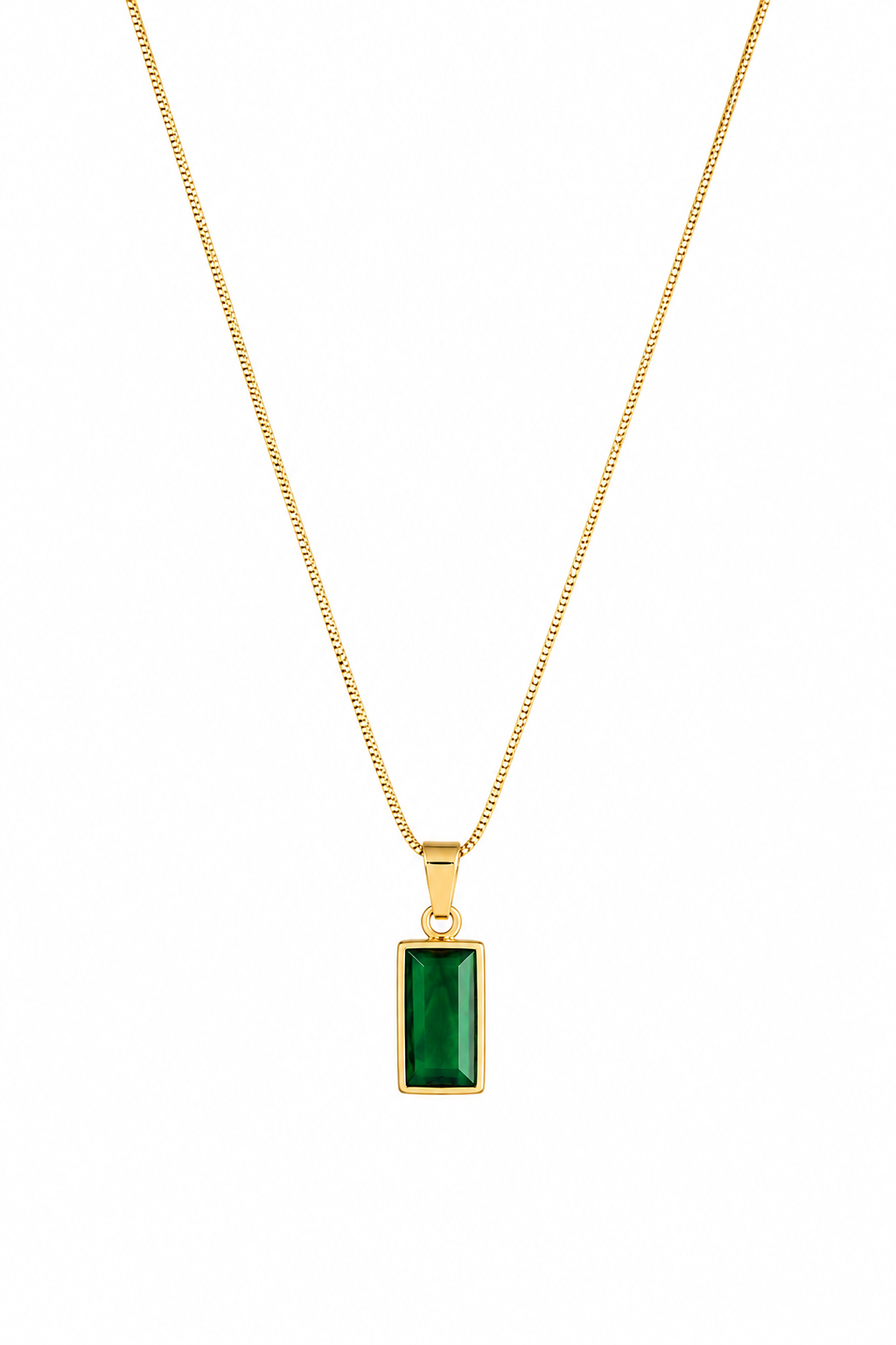 Emerald Green Rectangle Pendant Necklace for Women
