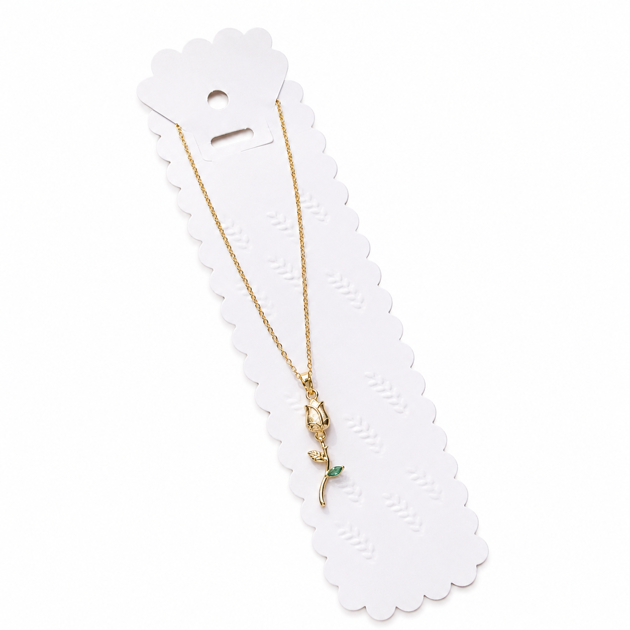 Tulip pendant Green and white stone for women