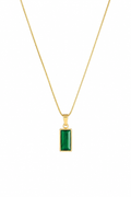 Emerald Green Rectangle Pendant Necklace for Women