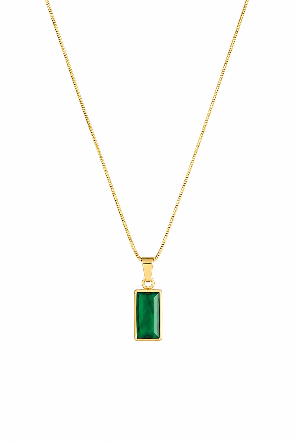 Emerald Green Rectangle Pendant Necklace for Women