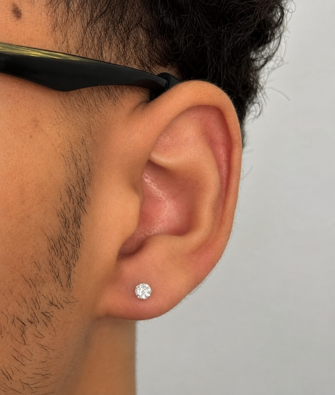 Unisex Gold Plated Cubic Zirconia Stud Earrings