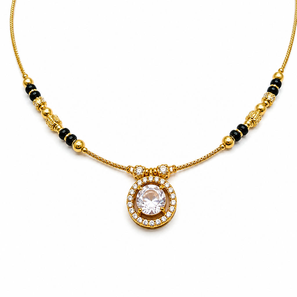 Elegant Gold & Black Beaded Mangalsutra