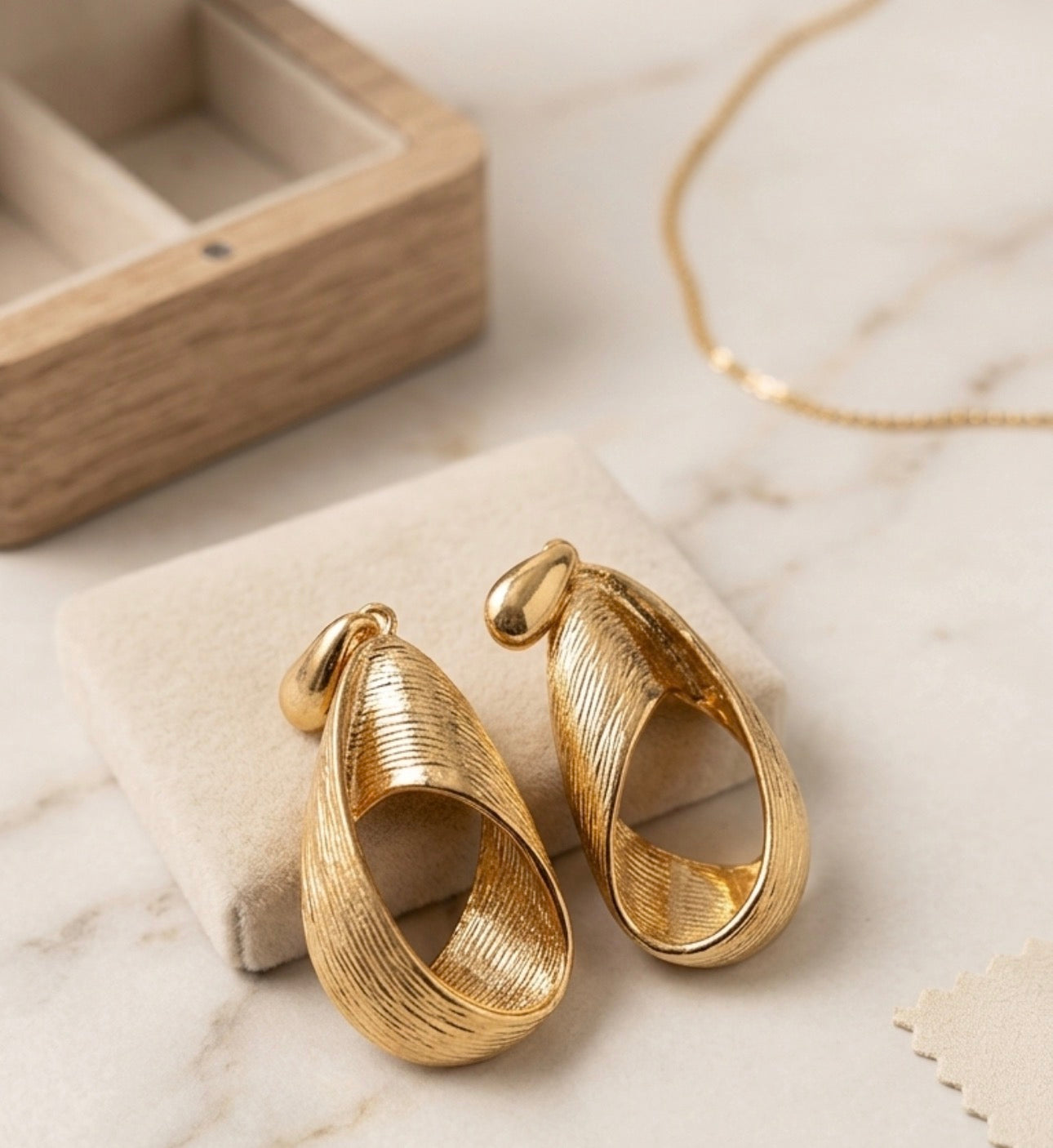 Sculptural Vintage Gold Textured Loop Statement Earrings
