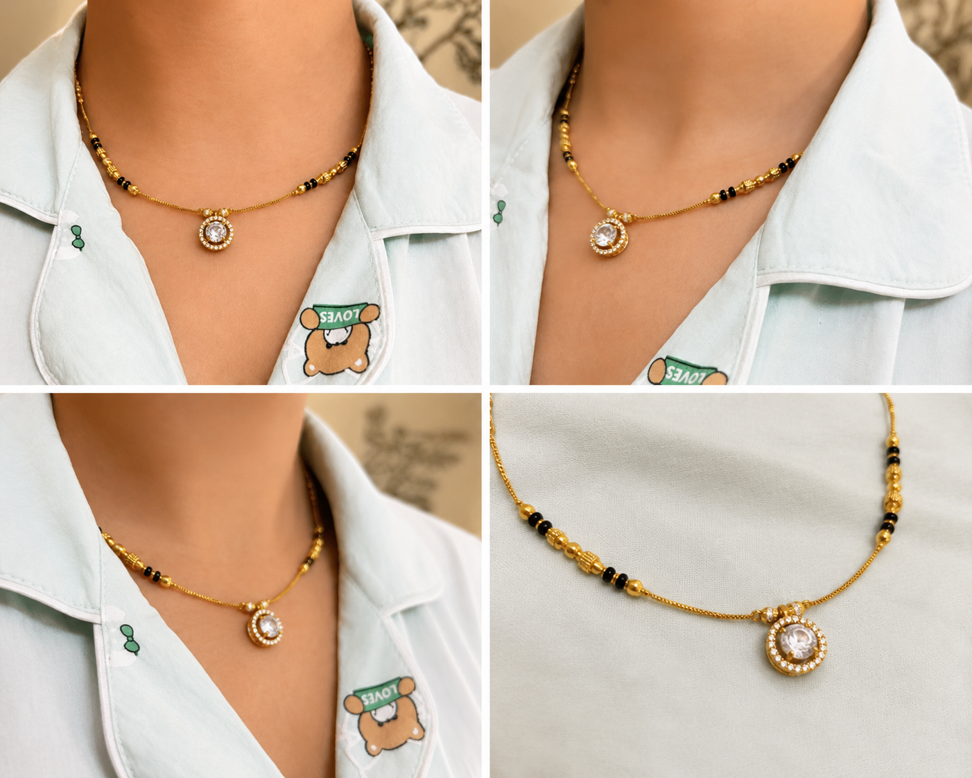 Elegant Gold & Black Beaded Mangalsutra