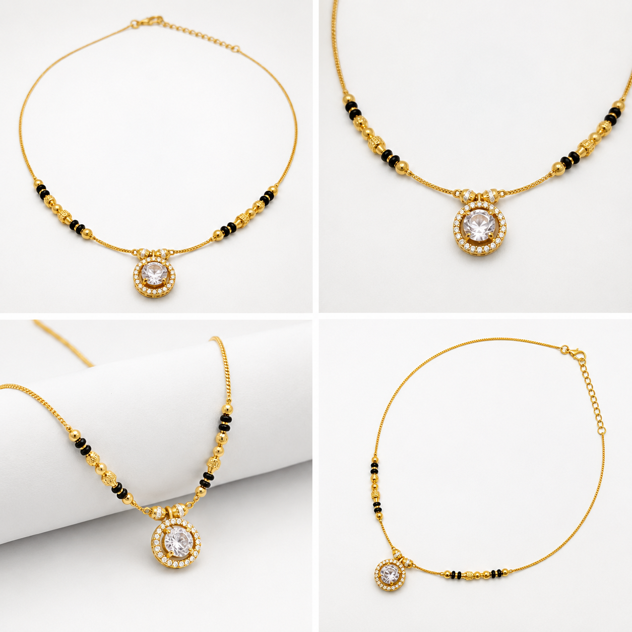 Elegant Gold & Black Beaded Mangalsutra