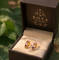 Gold Plated Multicolor Stone Hoop Earrings for Women