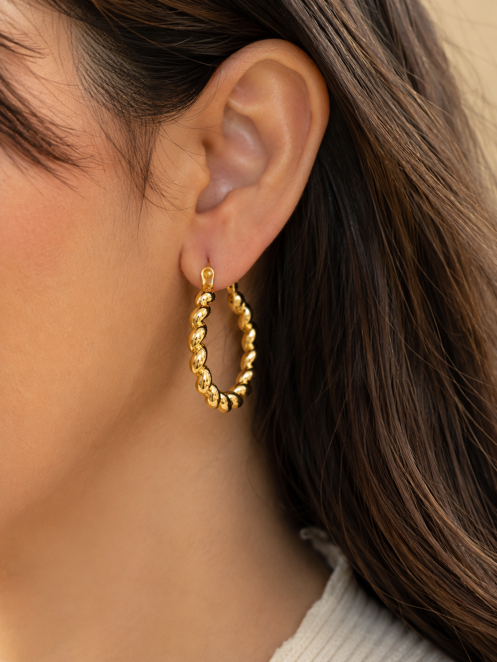 Gold Twisted Hoop Earrings for Women