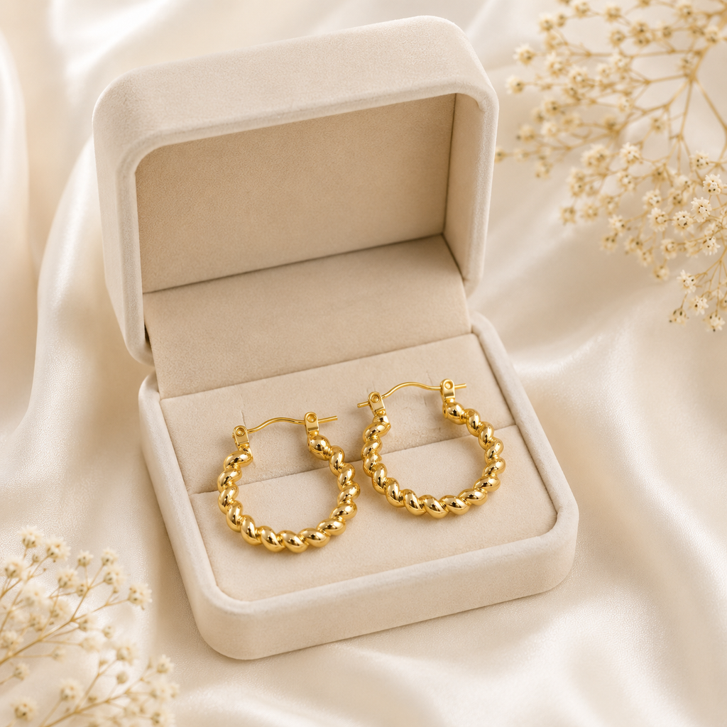 Gold Twisted Hoop Earrings for Women
