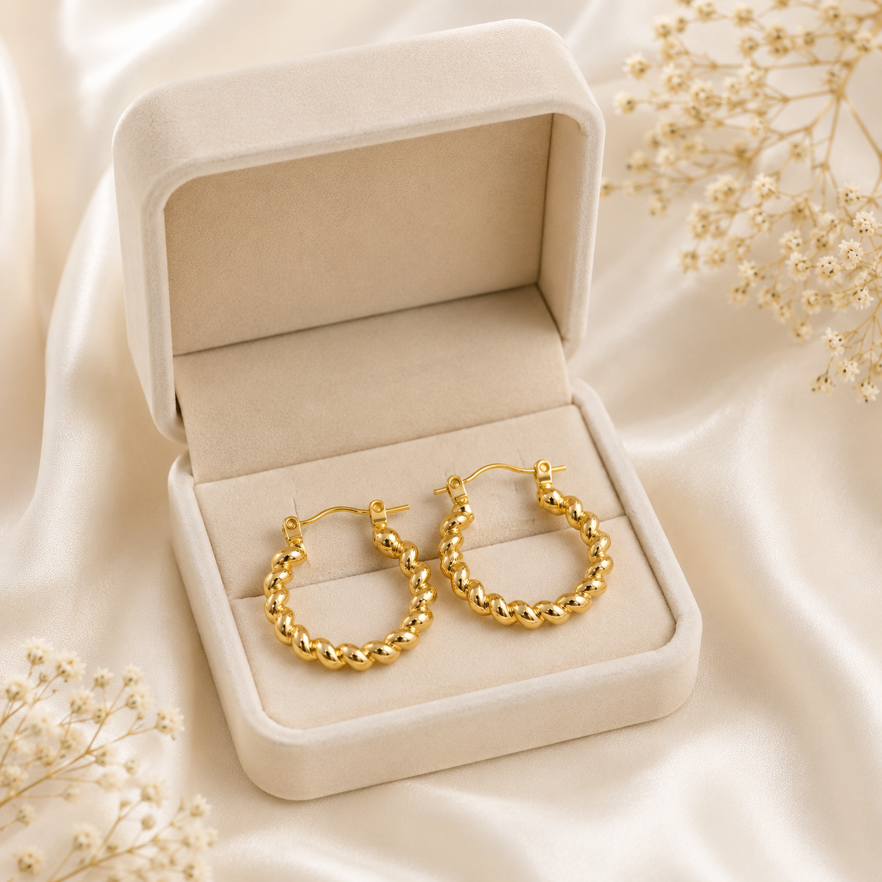 Gold Twisted Hoop Earrings for Women