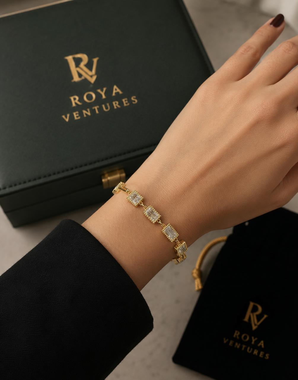 Crystal Charm Gold Bracelet