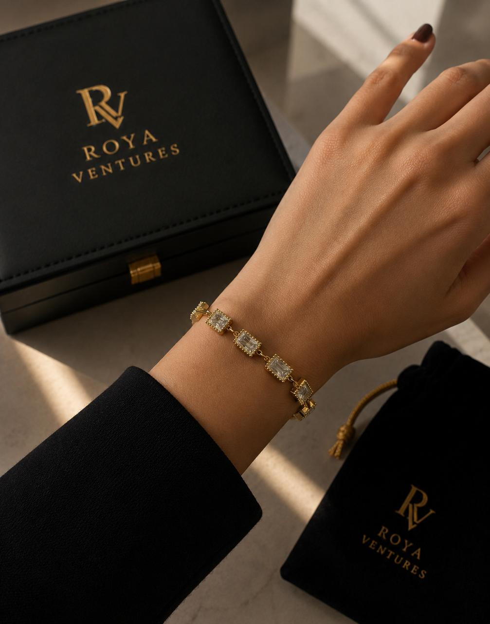 Crystal Charm Gold Bracelet