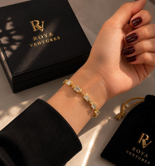 Crystal Charm Gold Bracelet