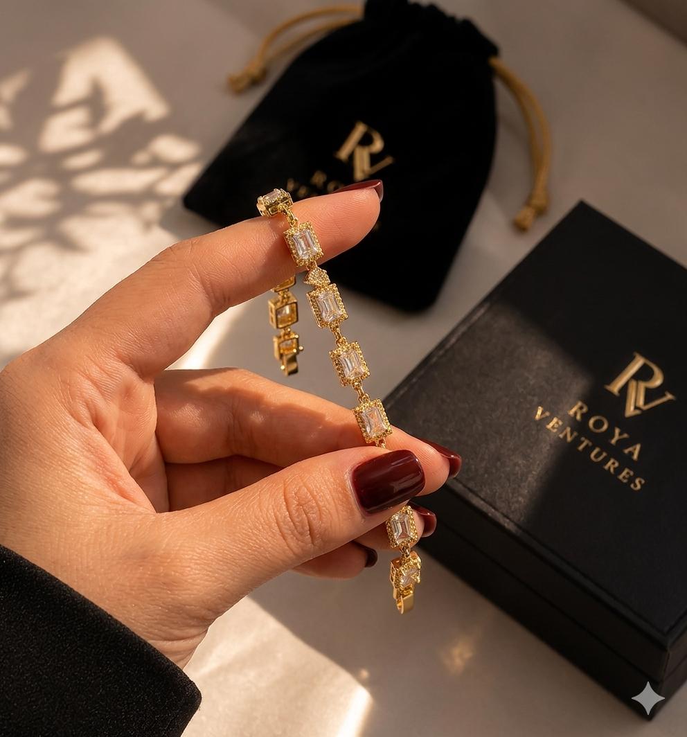 Crystal Charm Gold Bracelet