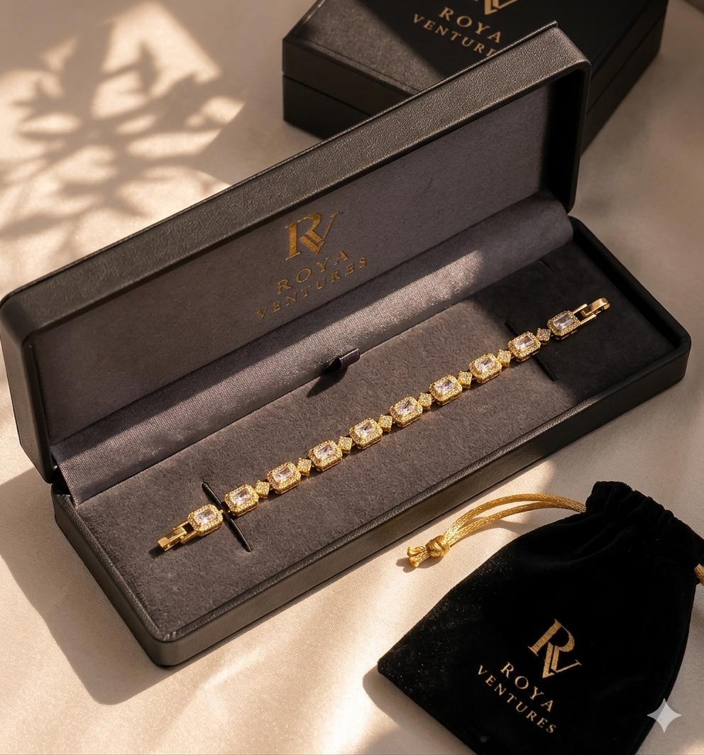 Crystal Charm Gold Bracelet