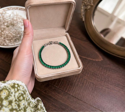 Elegant Emerald Green Tennis Bracelet for Women