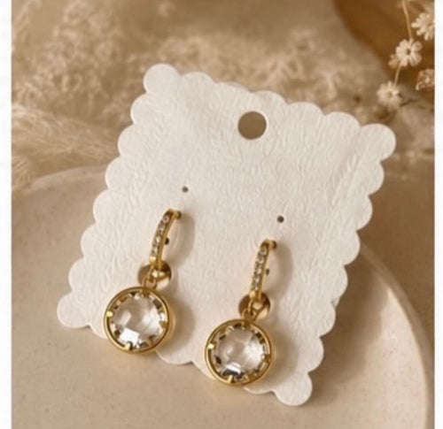 Classic Crystal Drop Earrings for Women - Gold Plated Solitaire Dangles