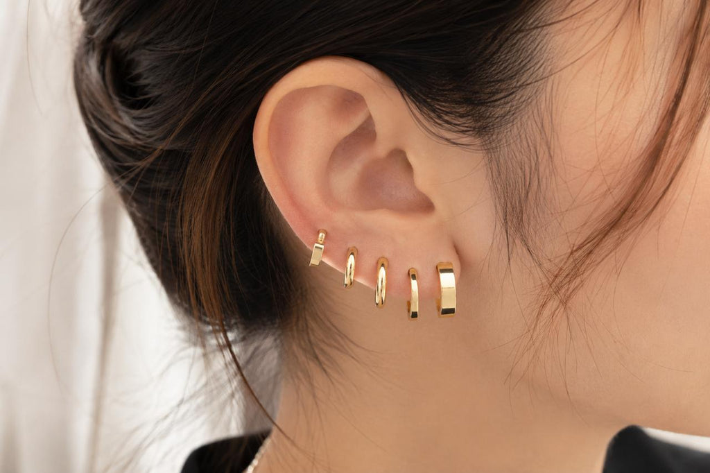 Minimalist 18K Gold Plated Stainless Steel Hoop Earrings Set (Pack of 3 Pairs)